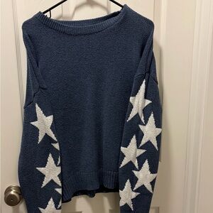 SHEIN Navy Sweater with White Star Accents